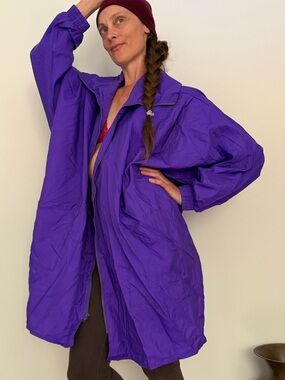 Jesté Vintage Purple Oversized Lightweight Windbreaker Coat